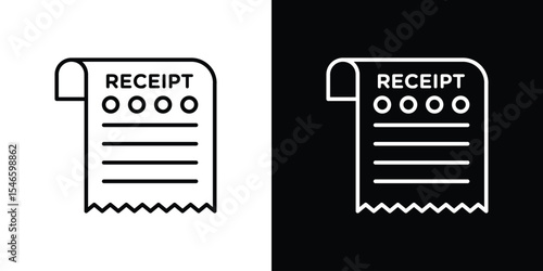 Receipt icon in black. flat graphic vector icon