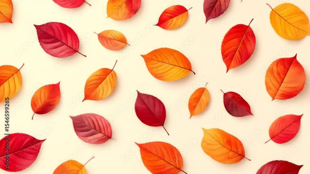 Autumnal Leaves Pattern On Beige Background