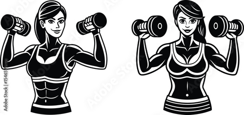 Gym bodybuilder flexing arm muscles silhouette on white background