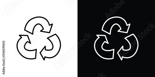 Recycle icon in black. flat graphic vector icon