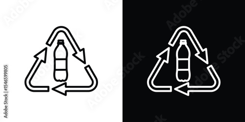 Recycle plastic icon in black. flat graphic vector icon
