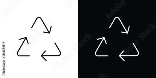 Recycle icon in black. flat graphic vector icon
