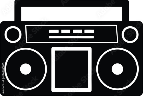 Boombox – black silhouette on white background