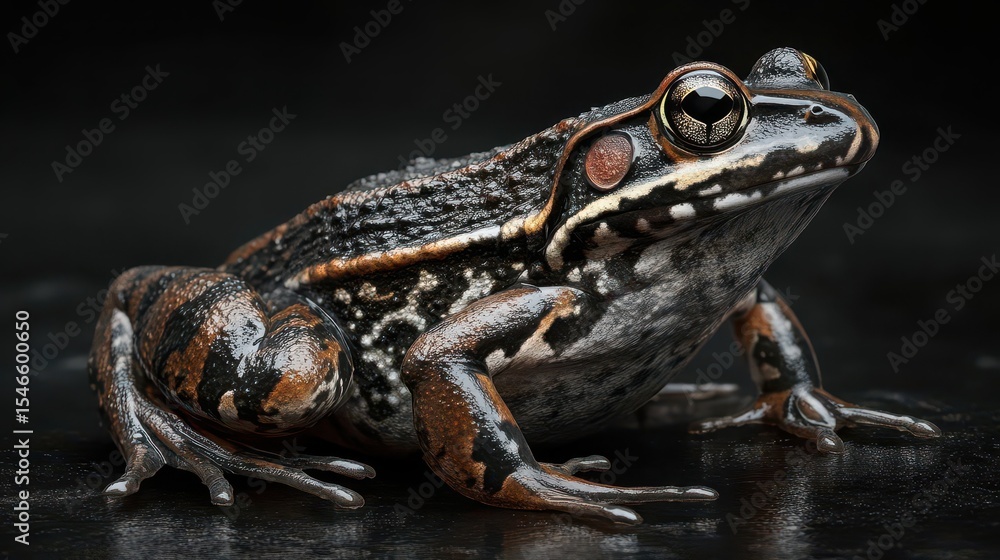 Obraz premium Striped Frog: Amphibian Close-up