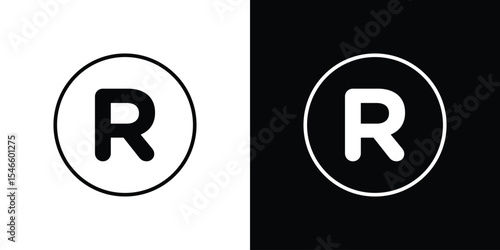 Registered trademark icon in black. flat graphic vector icon