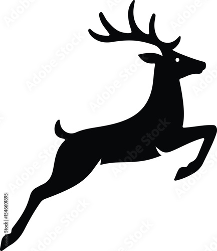 Silhouette reindeer leaping graceful illustration stylized holiday symbol vector illustration