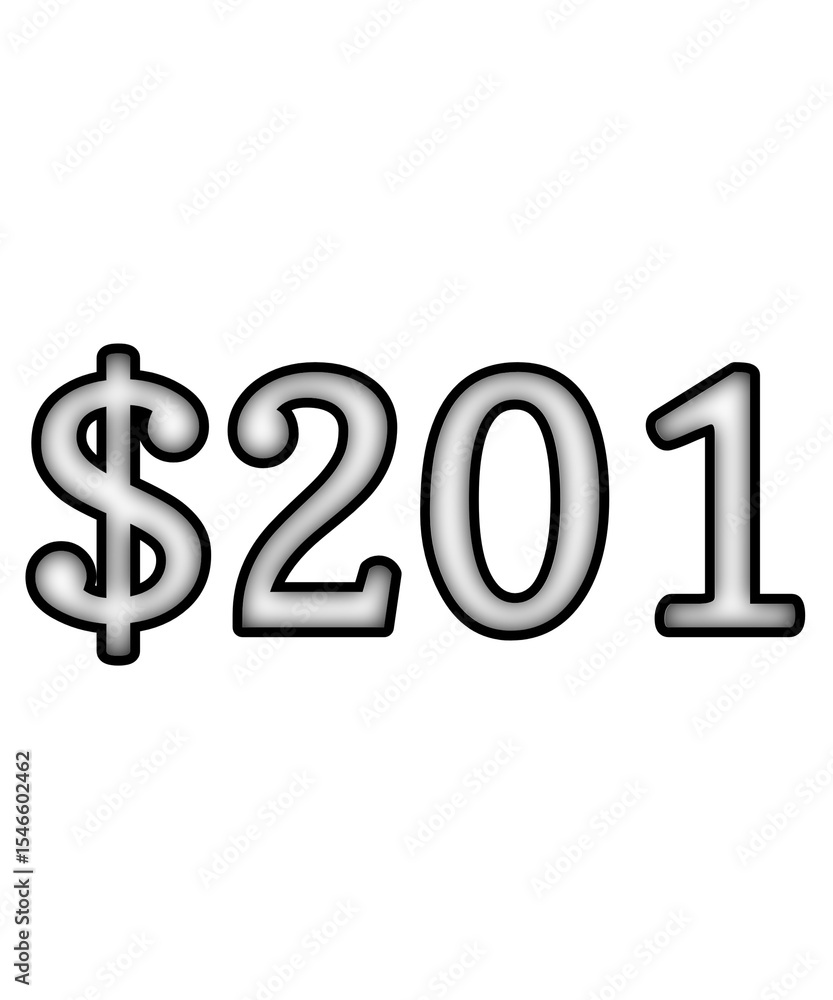 dollar sign on white background $201