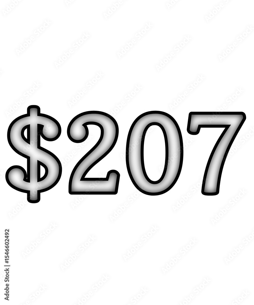 dollar sign on white background $207 dollar sign on white background $207
