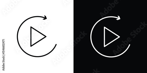 Replay icon in black. flat graphic vector icon
