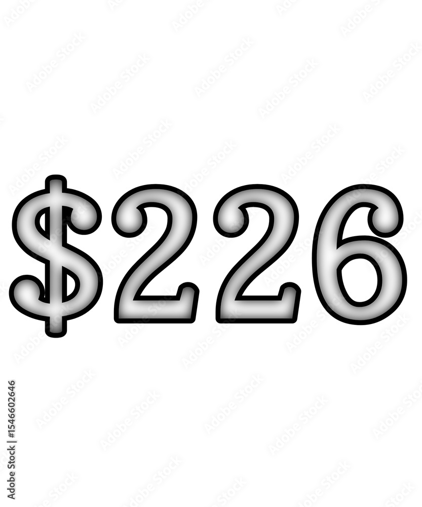 dollar sign on white background $226 dollar sign on white background $226