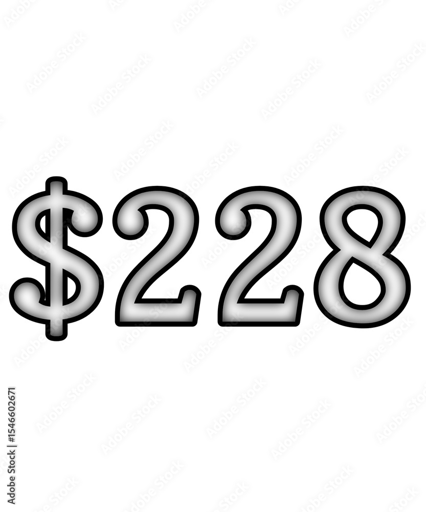 dollar sign on white background $228 dollar sign on white background $228