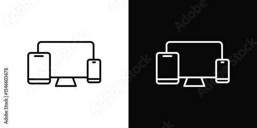 Photos Responsive icon in black. flat graphic vector icon