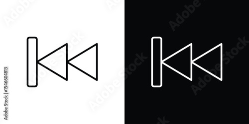 Rewind button icon in black. flat graphic vector icon