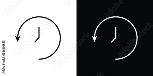 Rewind time icon in black. flat graphic vector icon