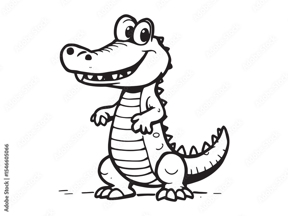 Fototapeta premium Crocodile Outline Animal Drawing