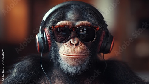 Wallpaper Mural Ape with headphones and sunglasses Torontodigital.ca