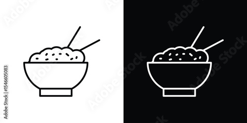 Rice bowl icon in black. flat graphic vector icon
