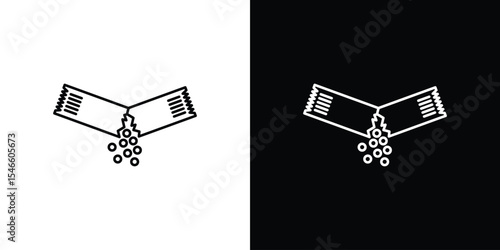 Ripped packet sugar icon in black. flat graphic vector icon