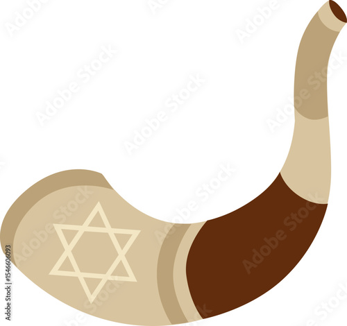 Vector hand-drawn traditional Jewish shofar illustration. All the elements are isolated, you could move it and change the size