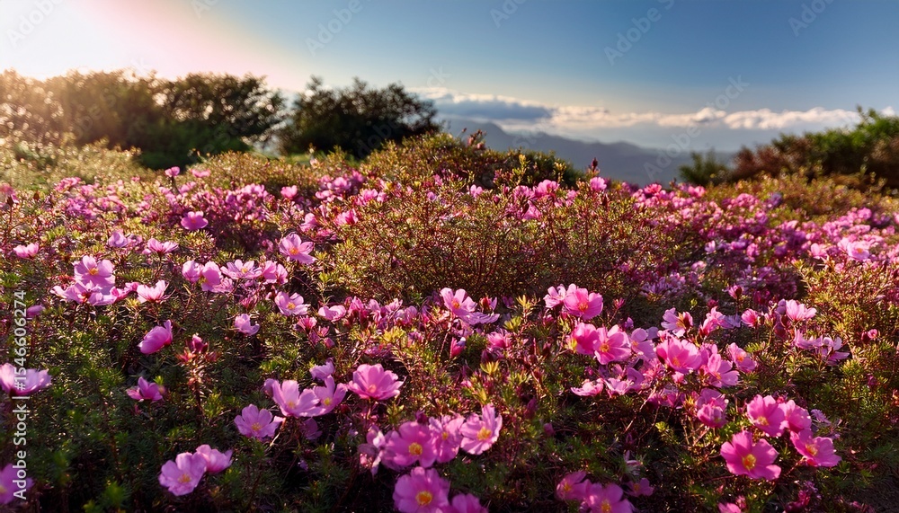a vibrant array of moss rose flowers in full bloom under natural daylight a vibrant array of moss rose flowers in full bloom under natural daylight