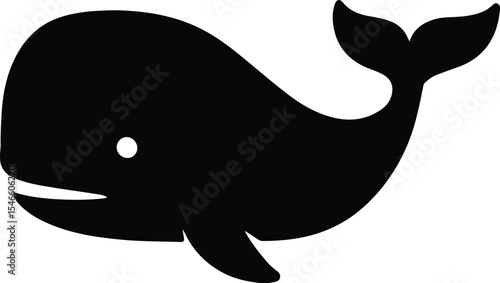 Silhouette sperm whale ocean mammal simple animal vector illustration