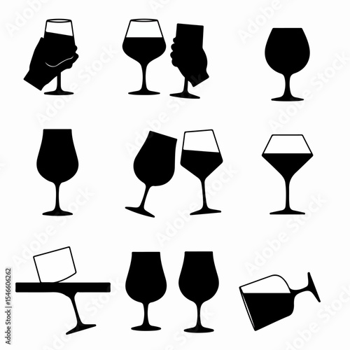 Wine glasses silhouettes collection concept symbol