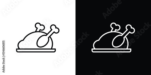 Roasted chicken turkey icon in black. flat graphic vector icon