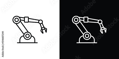 Robot arm icon in black. flat graphic vector icon