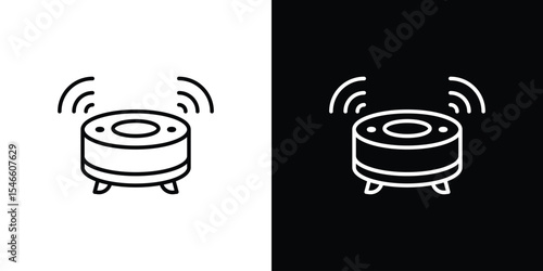 Robot vacuum cleaner icon in black. flat graphic vector icon