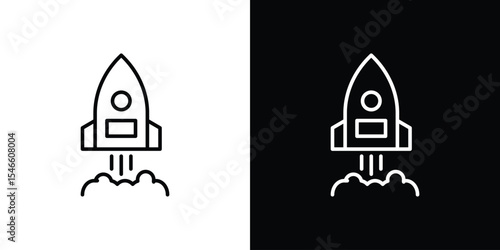 Rocket launch icon in black. flat graphic vector icon