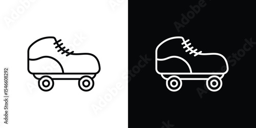 Roller skates icon in black. flat graphic vector icon