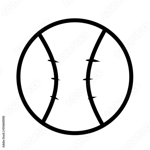 Simple line drawing of a baseball with its characteristic stitching. Ideal for baseball and sports-related icons and designs