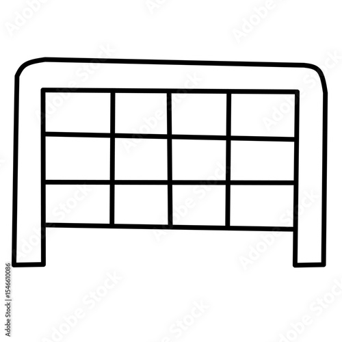 Simple line drawing of a soccer goal or football goal with a visible net. Ideal for sports and game related icons and designs