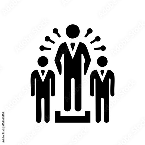 Leader with an authoritative mood on a platform representing leadership and influence
