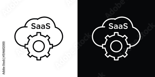 SaaS icon in black. flat graphic vector icon