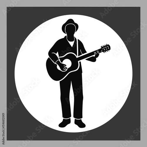 A man playing an acoustic guitar, isolated on white background