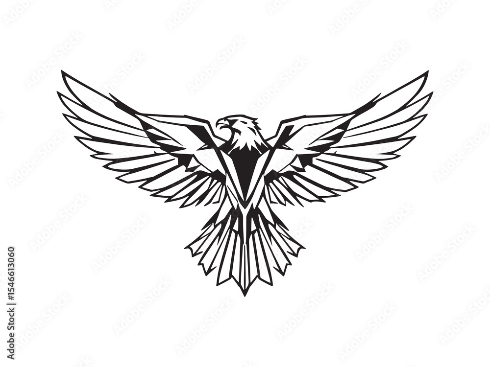 Naklejka premium Eagle flying line sketch
