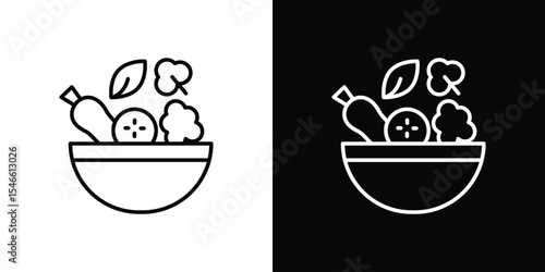 Salad icon in black. flat graphic vector icon