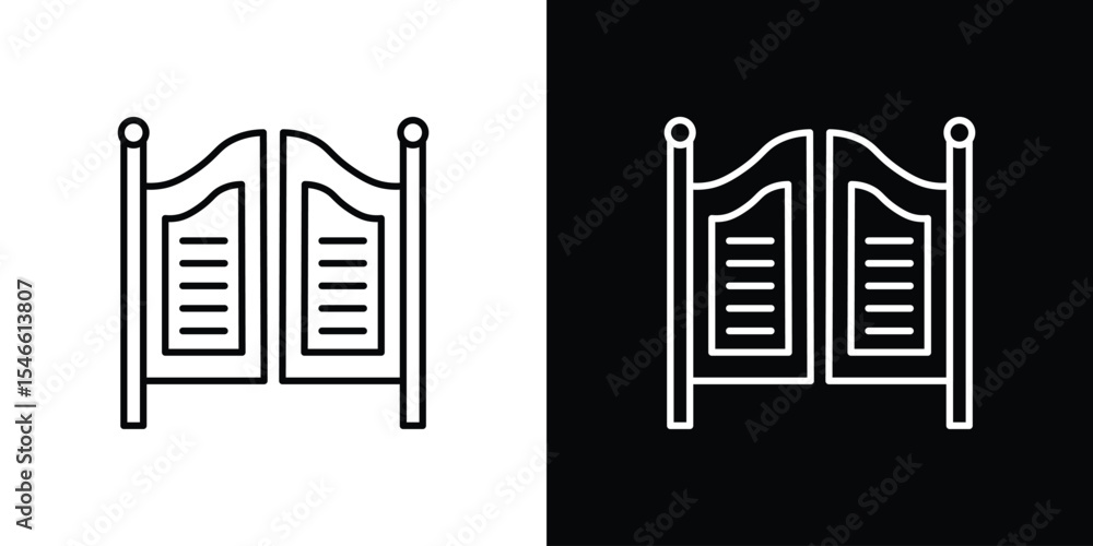 Obraz premium Saloon door icon in black. flat graphic vector icon