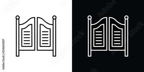 Saloon door icon in black. flat graphic vector icon