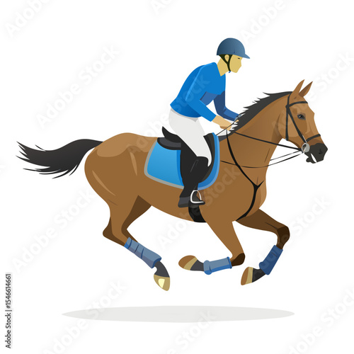 Equestrian Rider on Galloping Horse Vector – Horseback Riding Illustration for Sports, Racing, Horse Events, Logos, Training Posters, and Outdoor Themes