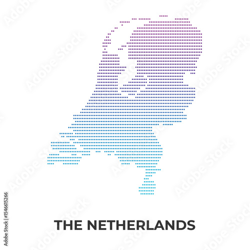Netherlands Map Vector — Halftone Line Art EPS Design | Modern Dutch Country Outline