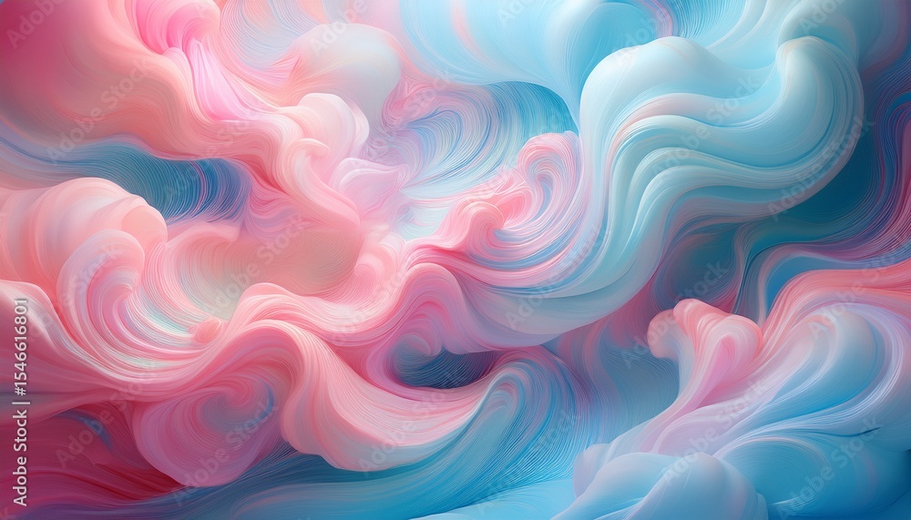 Fototapeta premium the image features a swirl of pastel colors primarily pink and blue creating a liquid like abstract pattern that resembles cotton candy or a dreamy cloudscape