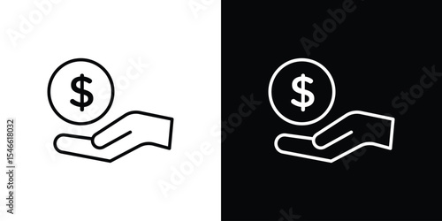 Savings icon in black. flat graphic vector icon