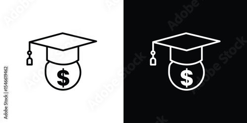 Scholarship icon in black. flat graphic vector icon