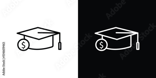 Scholarship icon in black. flat graphic vector icon