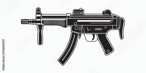 professional vector artwork of submachine gun for stock image collections and design projects