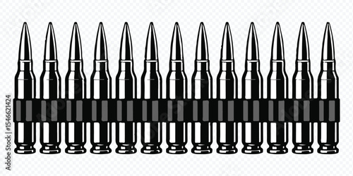 ammunition belt with bullets vector art for military and tactical design uses