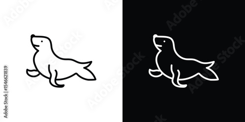 Sea lion icon in black. flat graphic vector icon