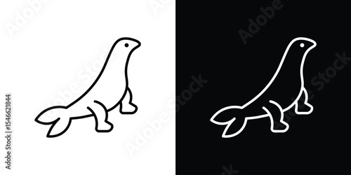 Sea lion icon in black. flat graphic vector icon